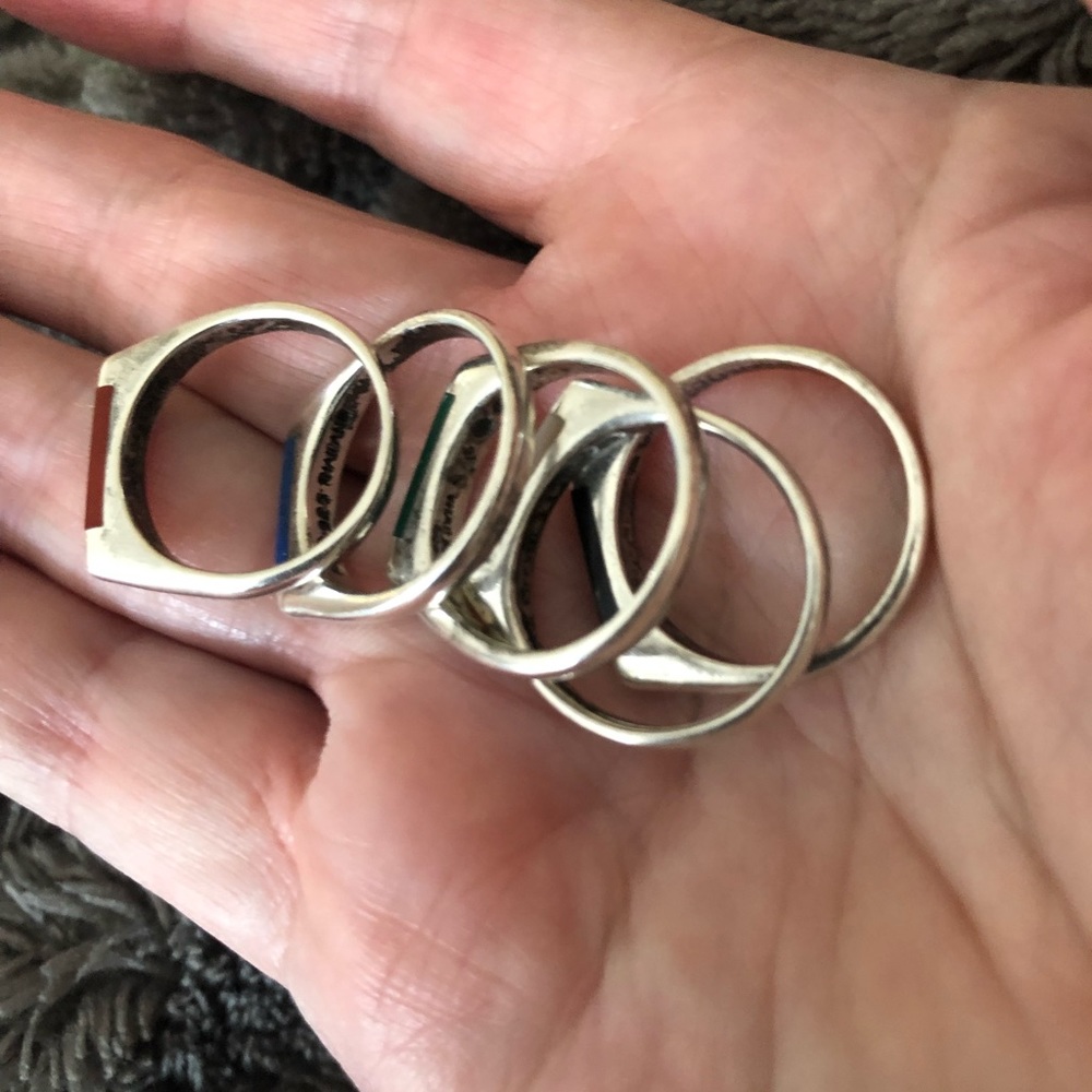 Preowned Sterling silver stackable inlay ring size 6 Excellent - Picture 8 of 11